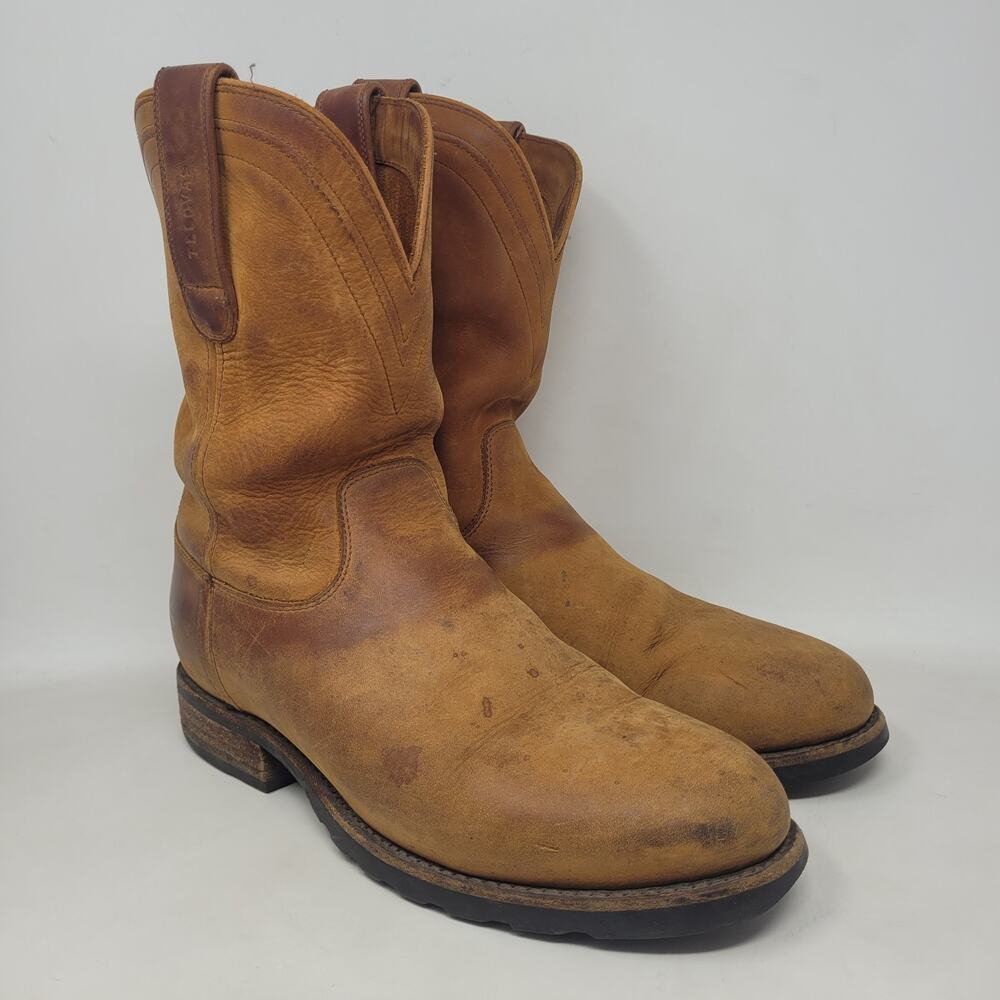 Tecovas Boots 9.5 Brown Leather Stockton Ranch Western Roper Work Cowboy Outdoor